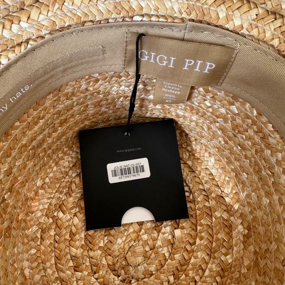 GIGI PIP Tan Boater Hat with Wide Brim size 57 - Picture 6 of 8